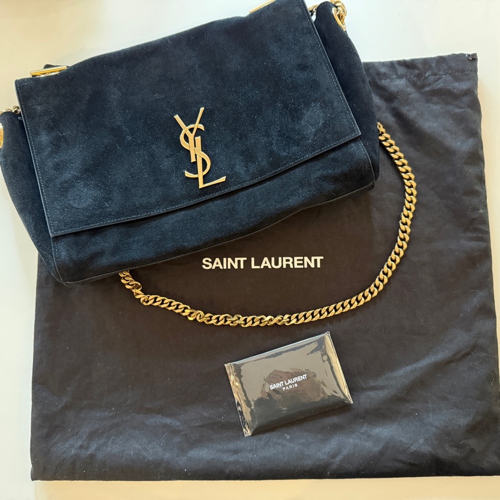 YSL Kate Medium Black Suede/Smooth Leather Reversible Crossbody Bag - Picture 2 of 16